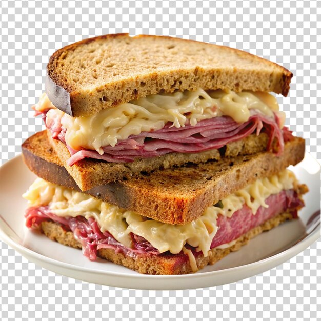 PSD reuben sandwich on a plate isolated on white background