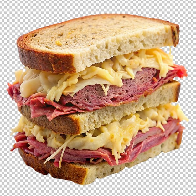 PSD reuben sandwich with corned beef on transparent background