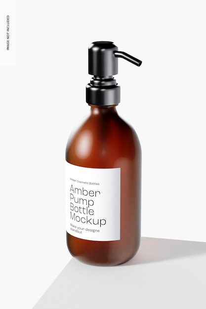 Reusable Amber Pump Bottle Mockup