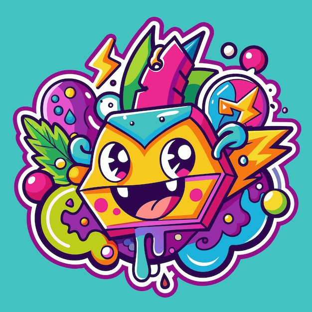 Revving Up Your Creativity A Playful Dive into Groovy Cartoon Street Art Stickers