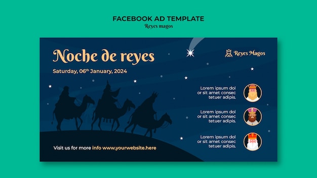 PSD reyes magos celebration  facebook template