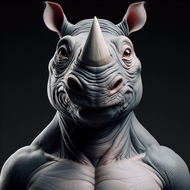 PSD rhino animal character as social media avatar template