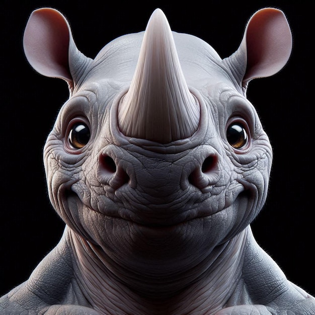 PSD rhino animal character as social media avatar template