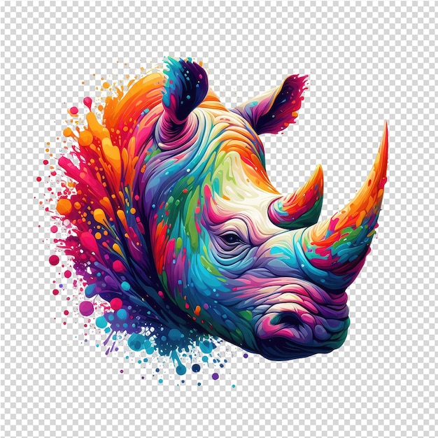 a rhino with colorful and colorful coloring is drawn on a paper