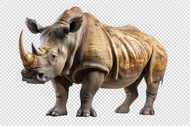 PSD rhinoceros png side view of rhino isolated on transparent background generative ai