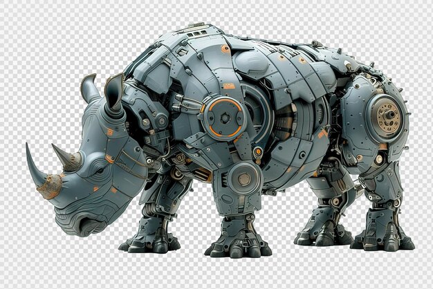 PSD rhinoceros robot isolated on transparent background generative ai