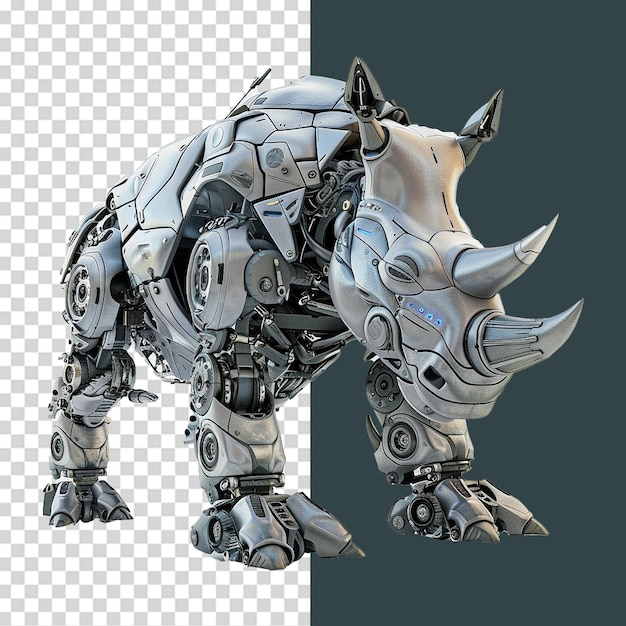 PSD rhinoceros robot isolated on transparent background