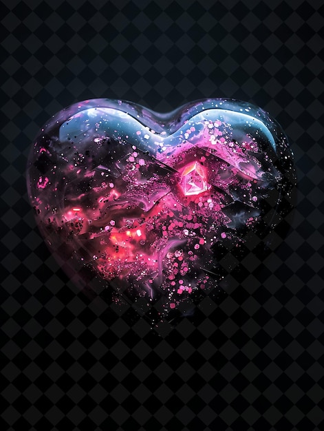 PSD rhodonite dust hearts with pink glowing dust heart patterns magic neon color on dark background