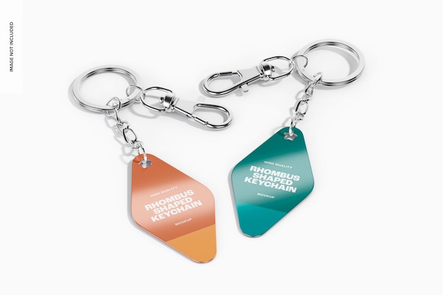 Rhombus Shaped Keychains Mockup