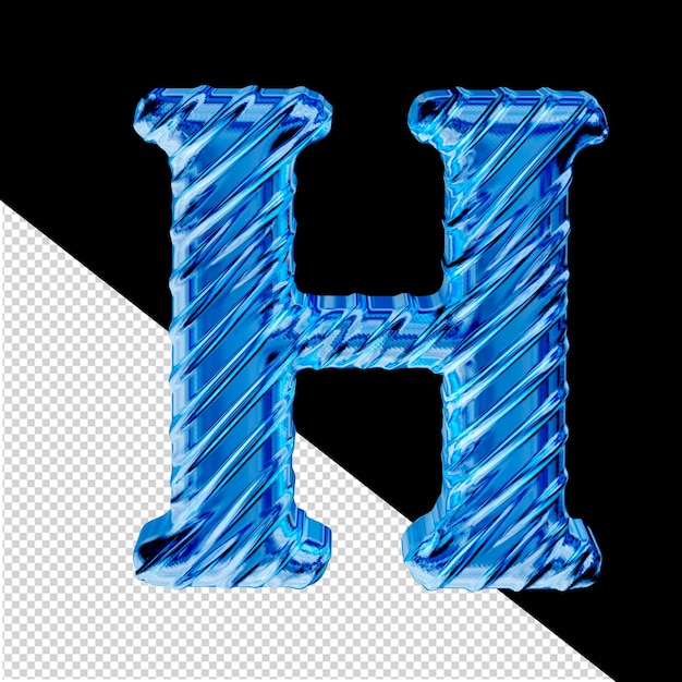 Ribbed blue ice symbol letter h