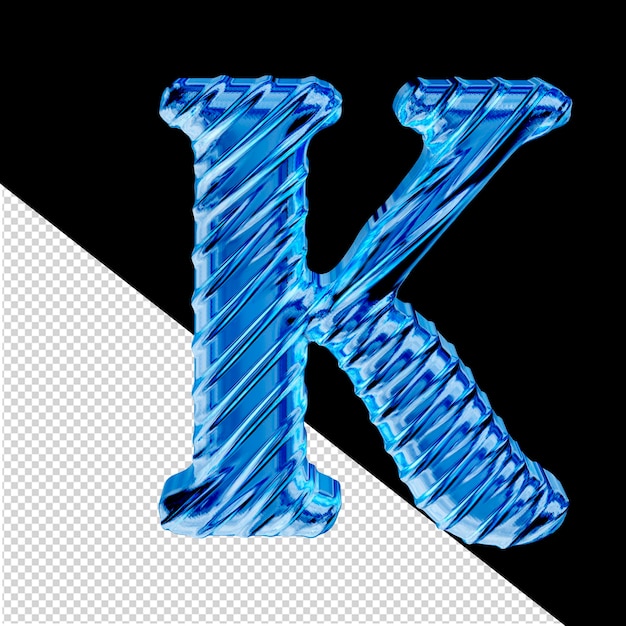 Ribbed blue ice symbol letter k