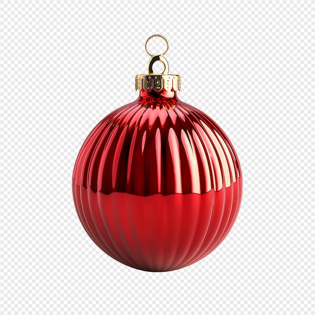 Ribbed christmas balls on isolated transparent background