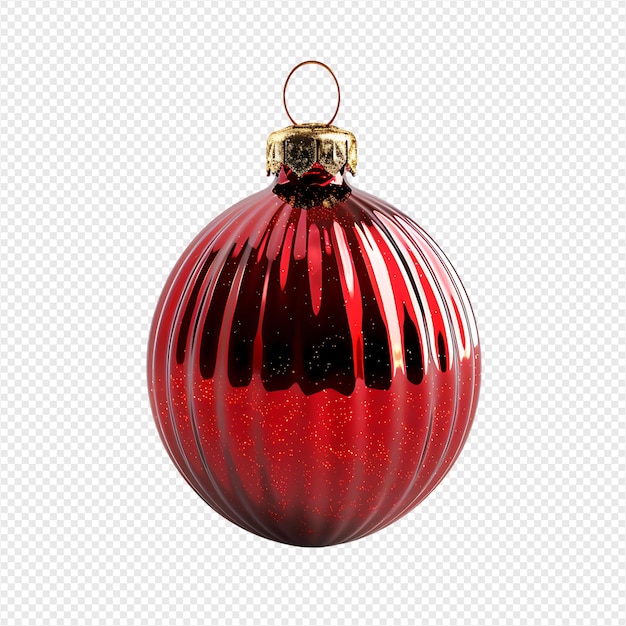 Ribbed christmas balls on isolated transparent background