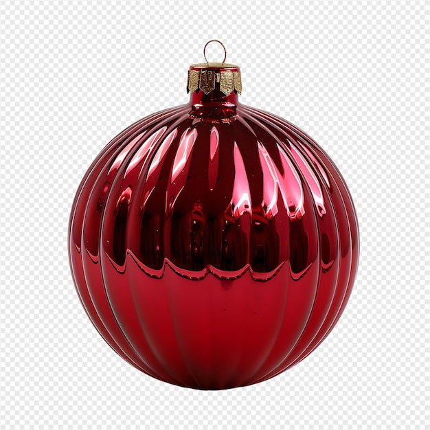 Ribbed christmas balls on isolated transparent background