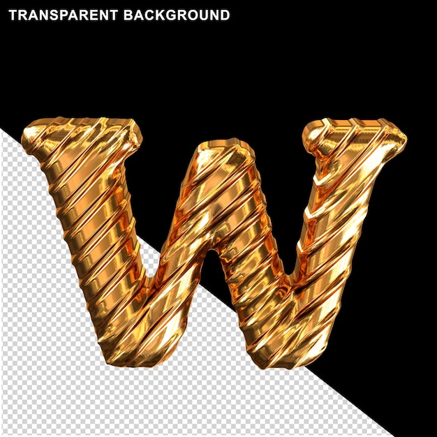 Ribbed gold letter w