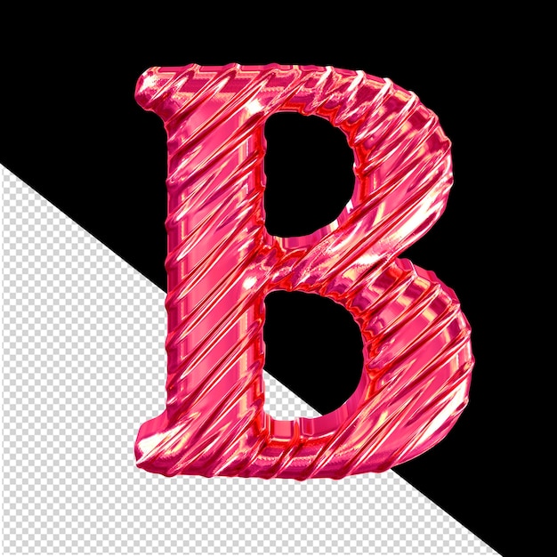 Ribbed pink 3d symbol letter b