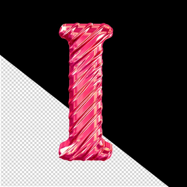 Ribbed pink 3d symbol letter i