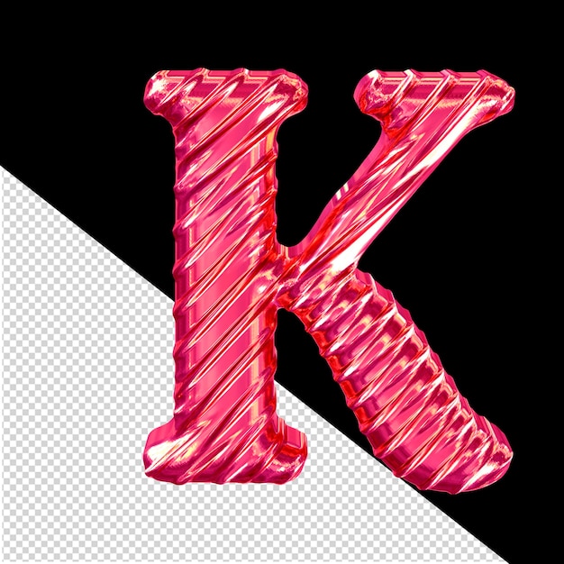 Ribbed pink 3d symbol letter k