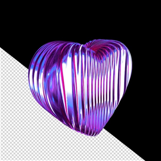 Ribbed purple 3d heart