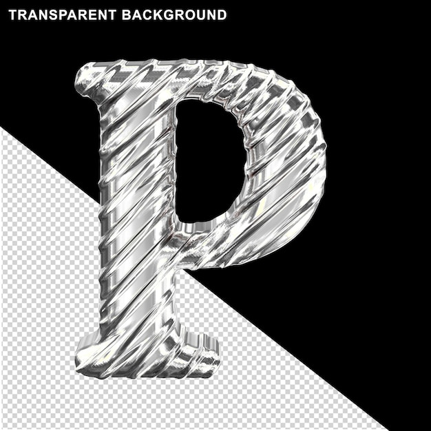 PSD ribbed silver capital letter p