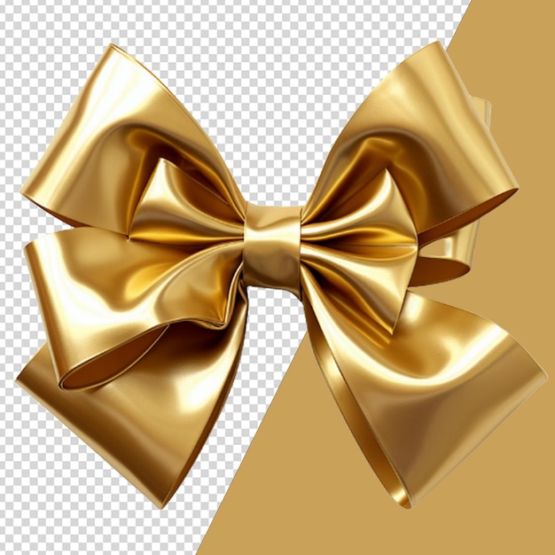 Ribbon or golden bow isolated on transparent background