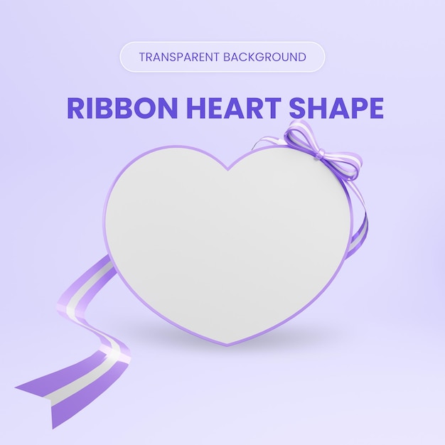 PSD ribbon heart shape 3d rendering illustration