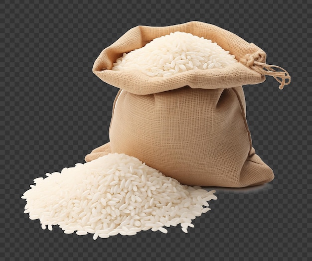 Rice Grains Sack Isolated on Transparent Background