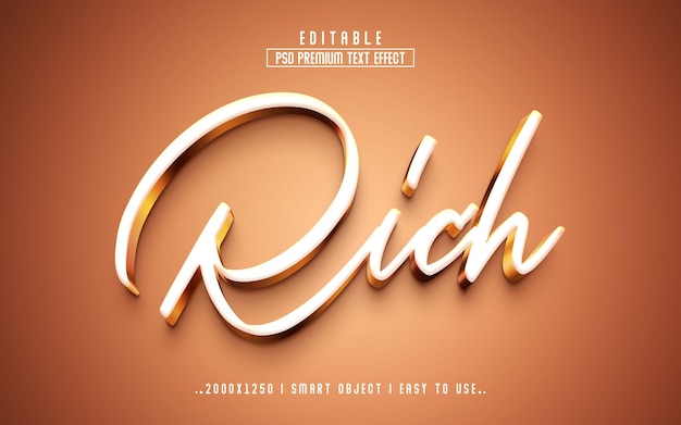 Rich 3d text effect style template premium