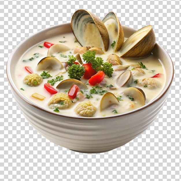 Rich and Hearty Clam Chowder isolated on transparent background