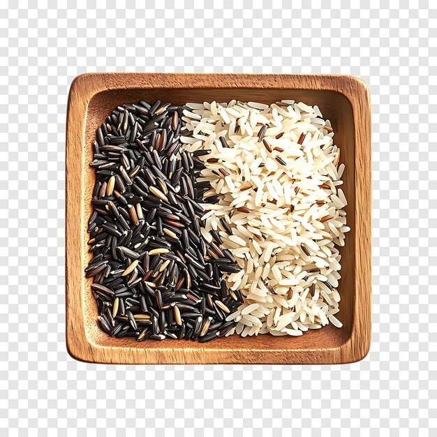 Richly colored mix of long grain rice and wild rice isolated on a transparent background