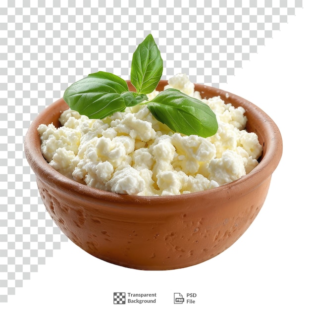 PSD ricotta cheese in a ceramic dish transparent background