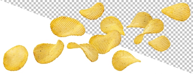 Ridged potato chips isolated