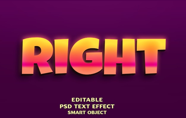 Right 3d text effect design