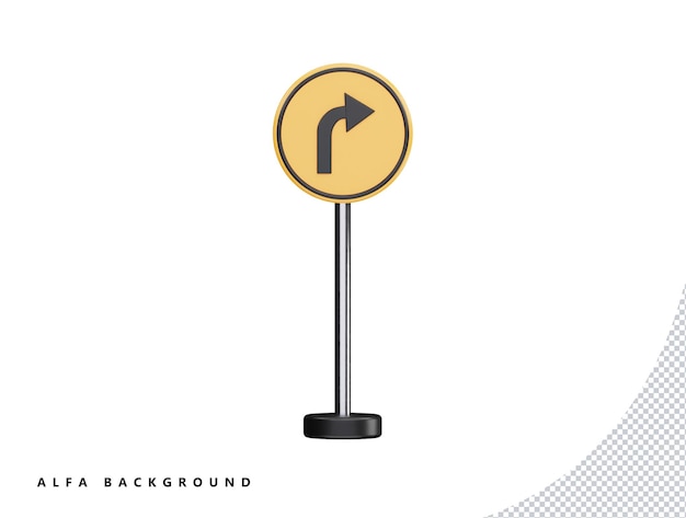 Right arrow road sign with 3d vector icon cartoon minimal style illustration