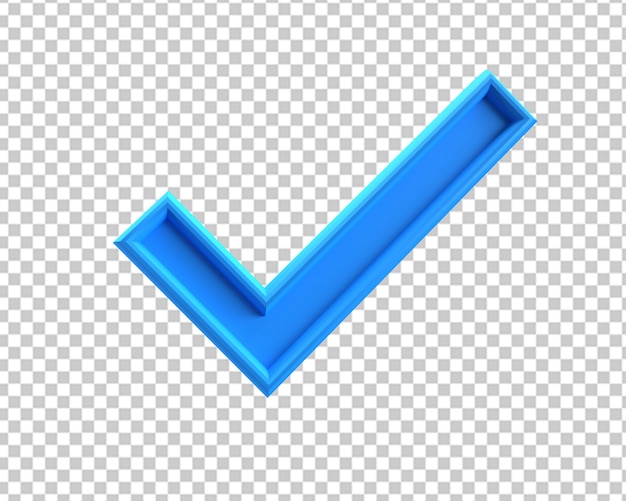 Right check blue mark icon 3d render