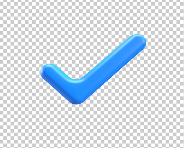 Right check blue mark icon 3d render