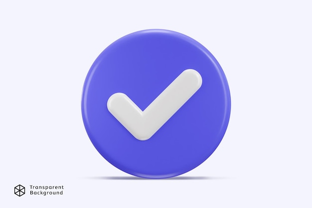 right mark icon with rounded button 3d rendering vector illustration