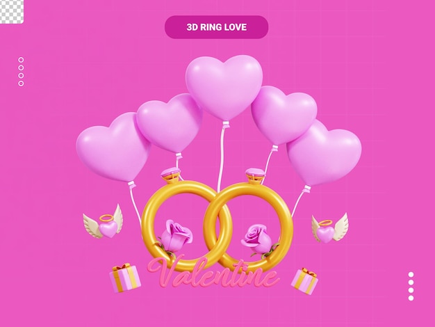 ring love 3d illustration