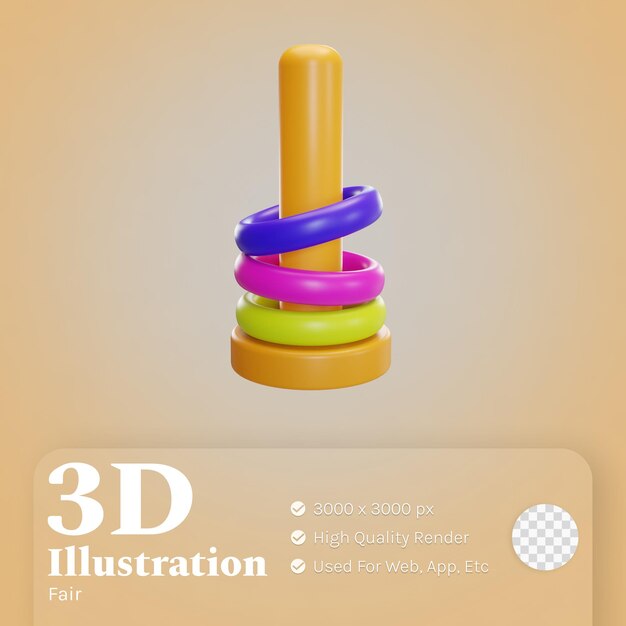 PSD ring toys illustration 3d