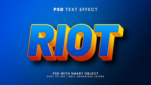 Riot 3d editable text effect with fight and power text style