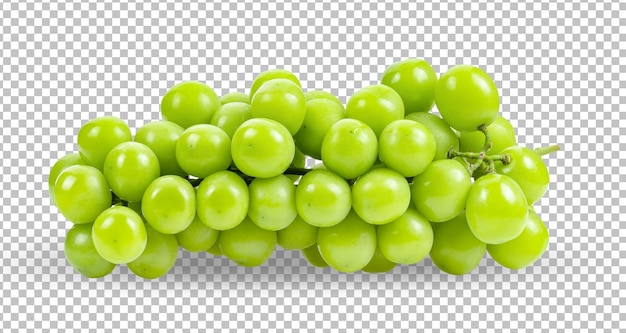 Ripe juicy sweet green grapes isolated on alpha layer