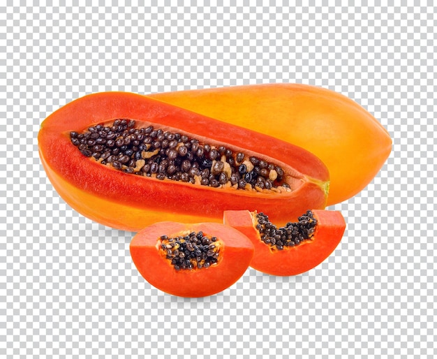 Ripe papaya and sliced isolated Premiun PSD