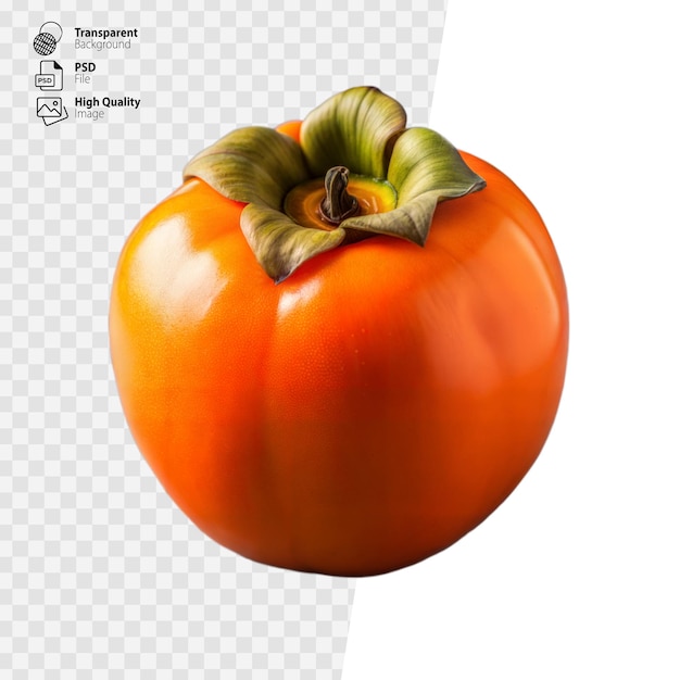 Ripe Persimmon Fruit Displayed Against a Transparent Background