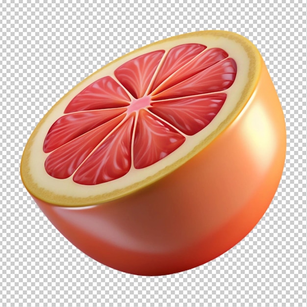 ripe slice of pink grapefruit citrus fruit transparent background