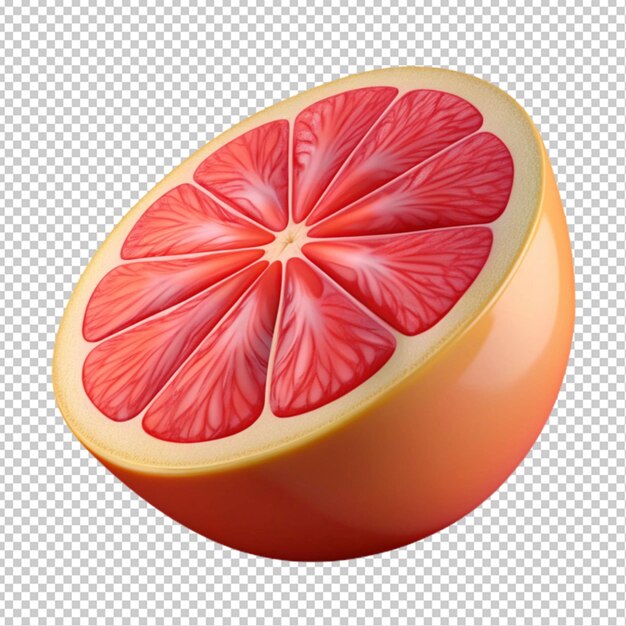 PSD ripe slice of pink grapefruit citrus fruit transparent background