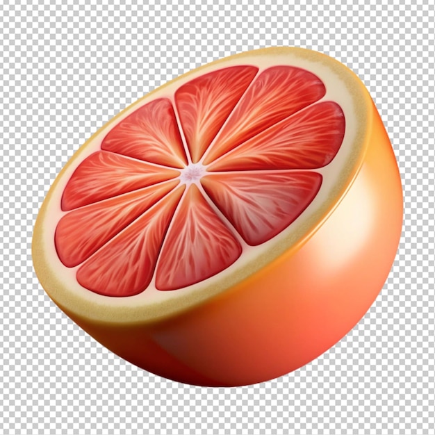 PSD ripe slice of pink grapefruit citrus fruit transparent background