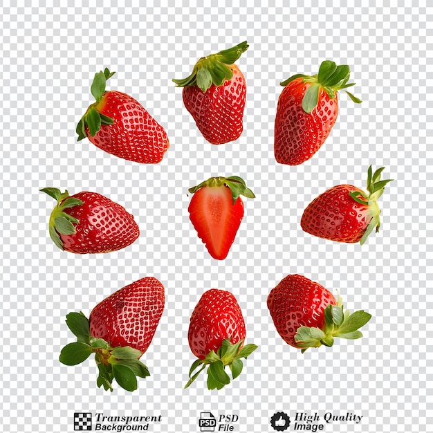 Ripe strawberries isolated on transparent background