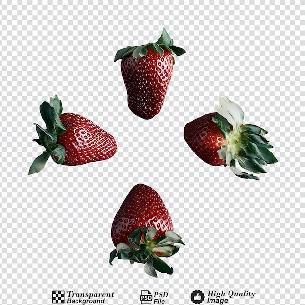 Ripe strawberries isolated on transparent background