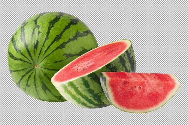 Ripe Watermelon fruit isolated on a transparent background