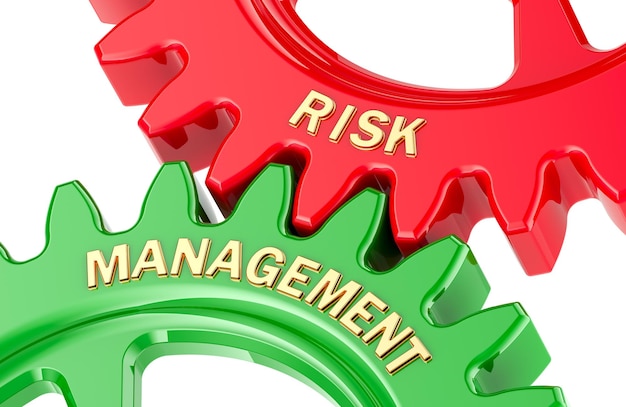 Risk Management concept with colored gearwheels 3D rendering isolated on transparent background